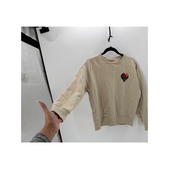 Merrell Heart Crew Neck Fleece sweatshirt size S minimalist Gorpcore beige - Picture 4 of 6